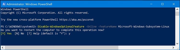 how to disable wsl on windows 10