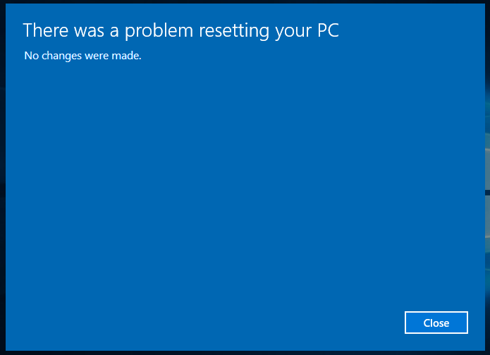 There was a problem resetting your pc