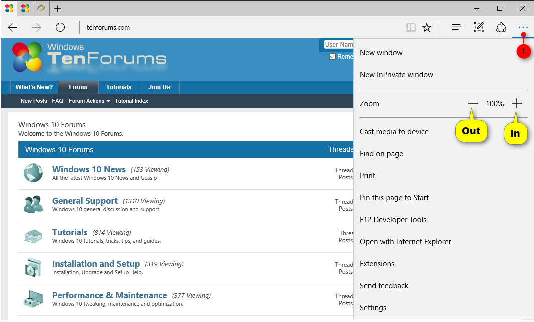 Microsoft Edge  Zoom In or Out on Webpage in Windows 10  Windows 10 Forums
