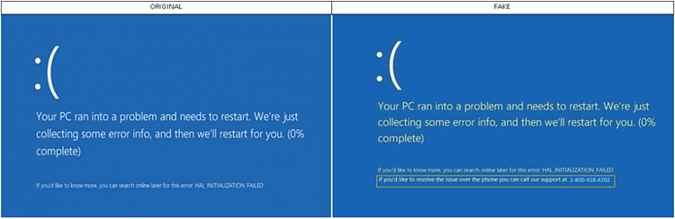 Beware this fake Windows BSOD from tech support scammers' malware-hic8.png