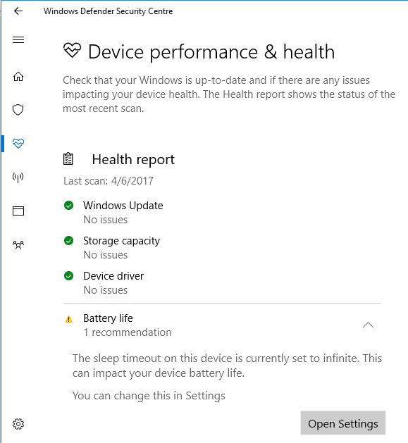 greyed out Device Performance and Health option-health-report.png