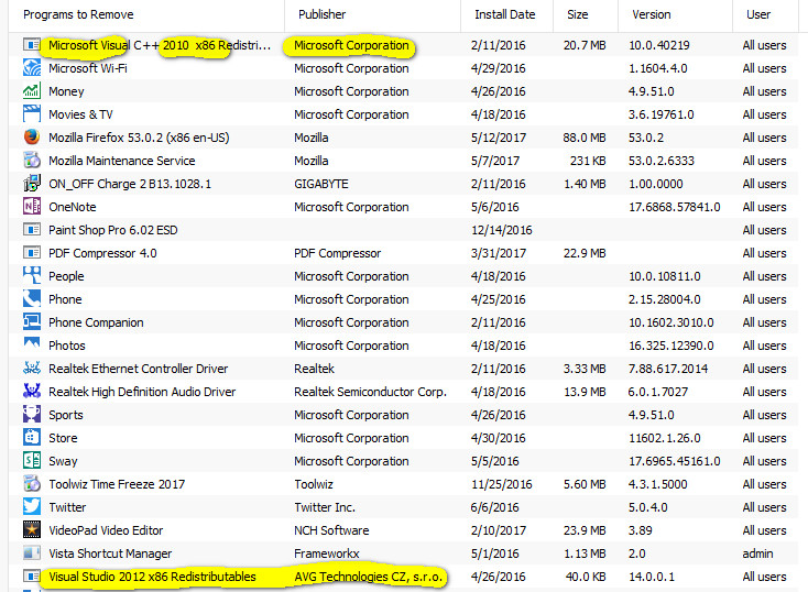 Visual Studio 2012 X86 Redistributables Avg