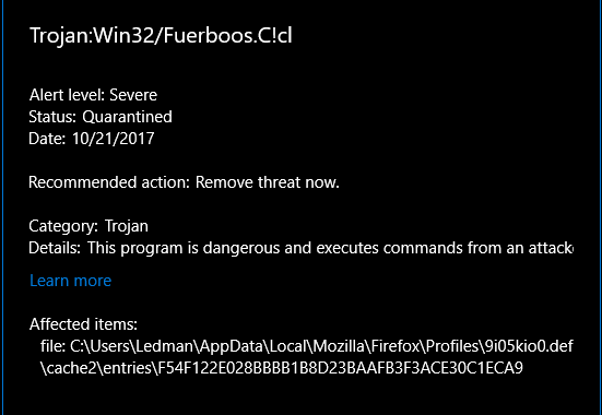 Windows Defender detects Trojan:Win32/Fuerboos.C!cl in Firefox cache-untitled2.png