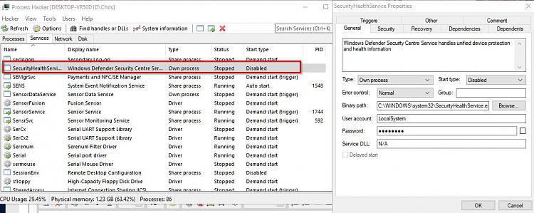 Can Windows Defender be completely disabled in CU?-securityhealthservice-properties.jpg