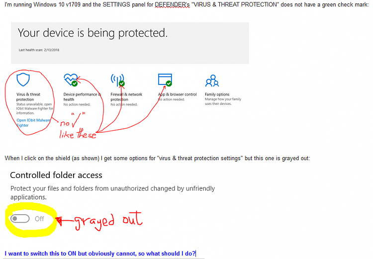 windows defender grayed out