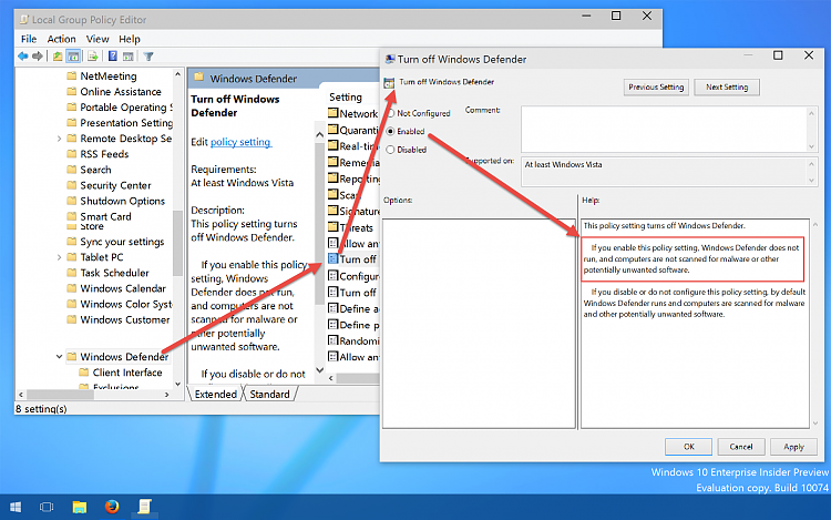 disable firewall in group policy