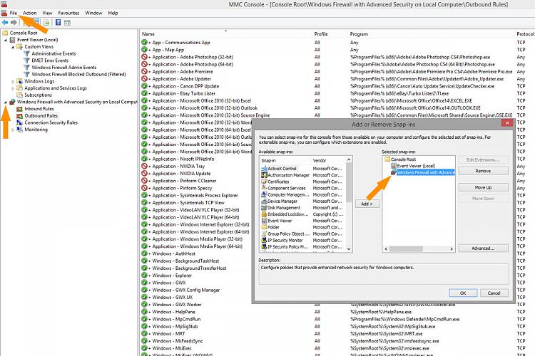Does anyone know how to get to Win 10 Firewall exceptions?-mmc.jpg