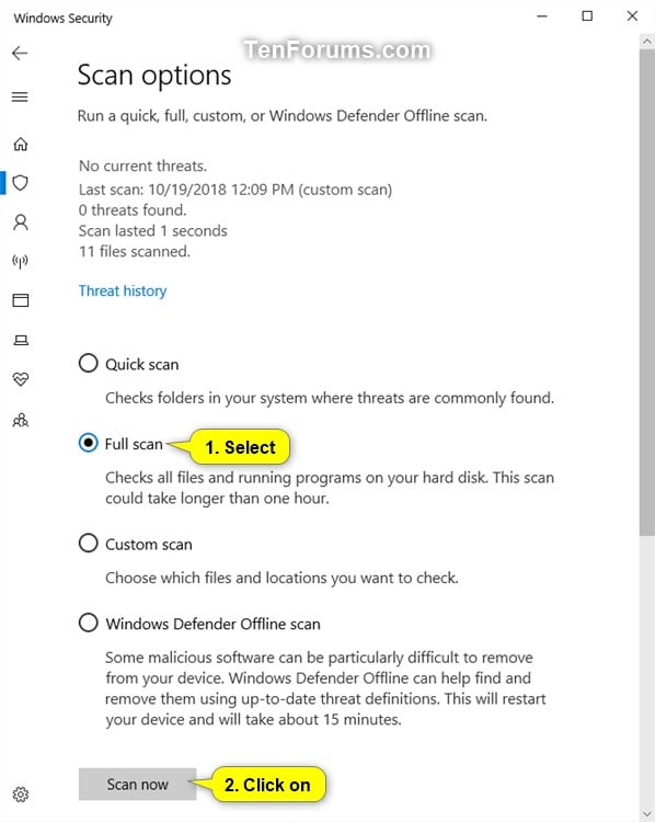 windows defender scan windows defender scan