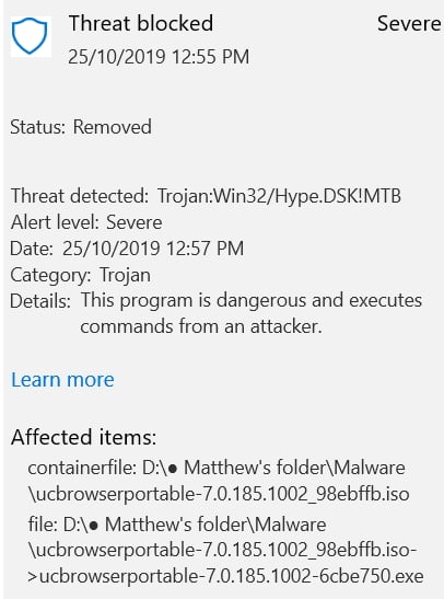 Why did Windows Defenders fail to stop the threats from running?-threat-blocked.jpg