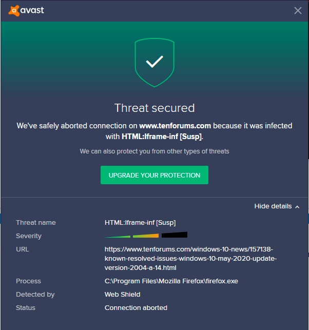 AVG reports HTML:lframe-inf Threat-odd.png