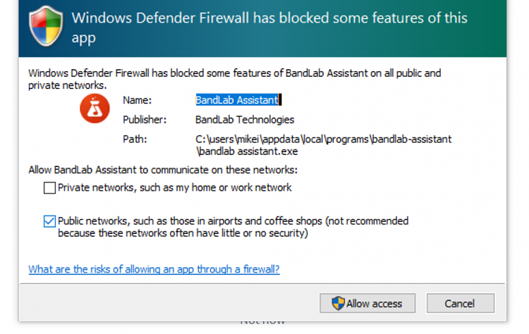 Bandlab Install Snag:  Windows Firewall Blockage-bandlab.warning.png