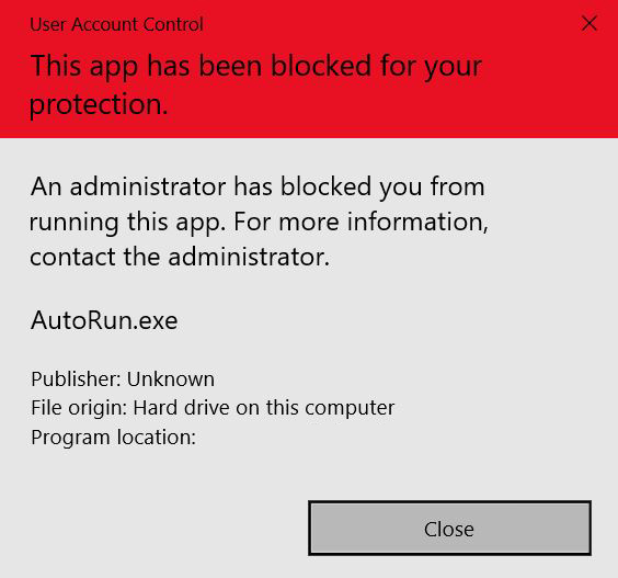 How to resolve, This app has been blocked for your protection-error.jpg