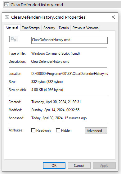Defender's DetectionHistory Folder Undeleteable-properties-window.jpg