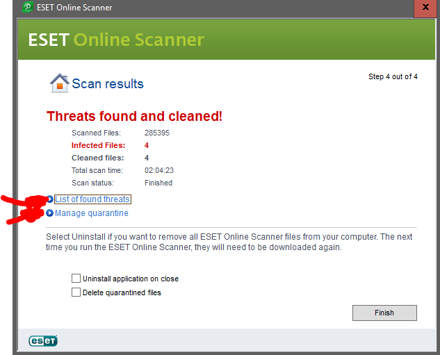 I have contracted a Virus that shows many Ads-eset11.png
