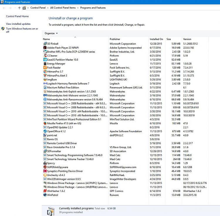 What extra software do I need with Windows 10-programs.jpg