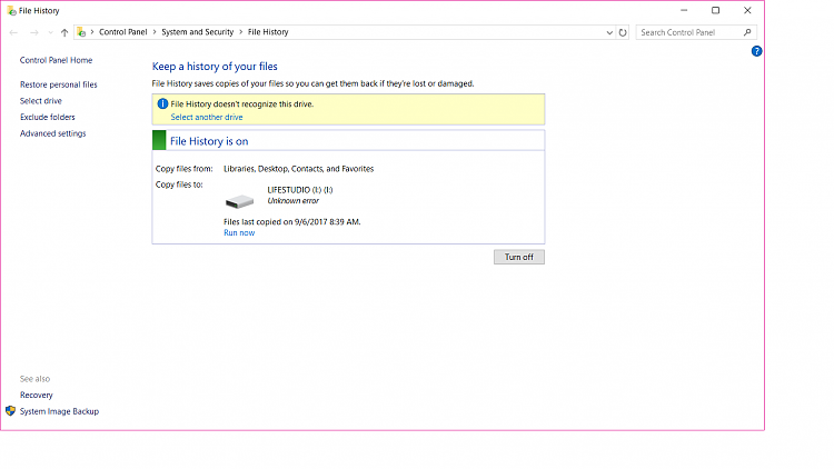 File History not recognizing drive-file-history-error.png