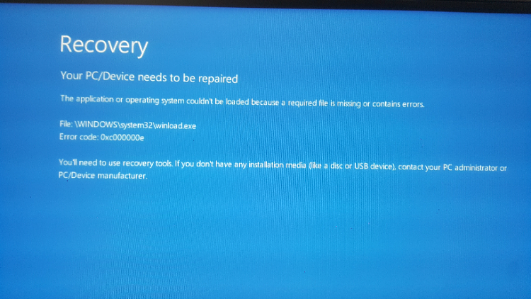 SSD will not boot, shows error 0xc000000e Solved Windows 10
