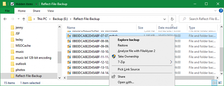 How do I view backed up folders/files?-reflect-explore.png
