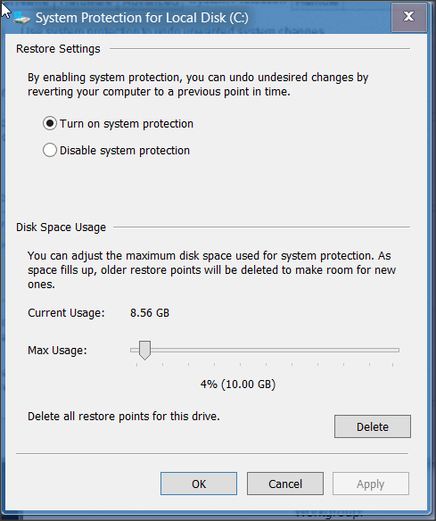 Can't delete old invalid backup points from system restore.-1.png