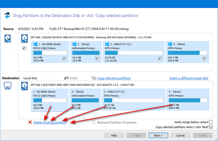 Macrium Reflect Free adds a second Recovery partition when I restore-ss020.png