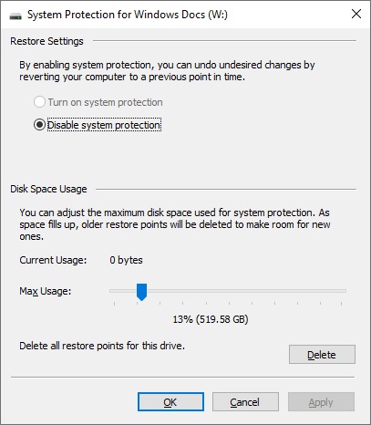 System Restore - 'Turn on System Restore' is Greyed Out-system-restore-settings.jpg