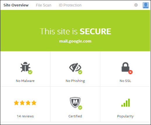 McAfee SECURE Safe Browsing shows Gmail doesn't have a valid SSL?-gmail-ssl.png