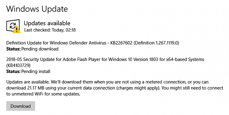 Latest Version of Adobe Flash Player-windows-update-1803.png