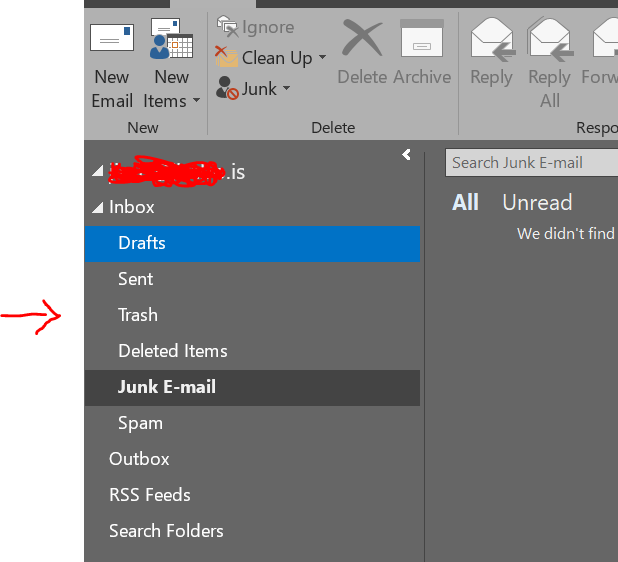 how to undo junk email on outlook