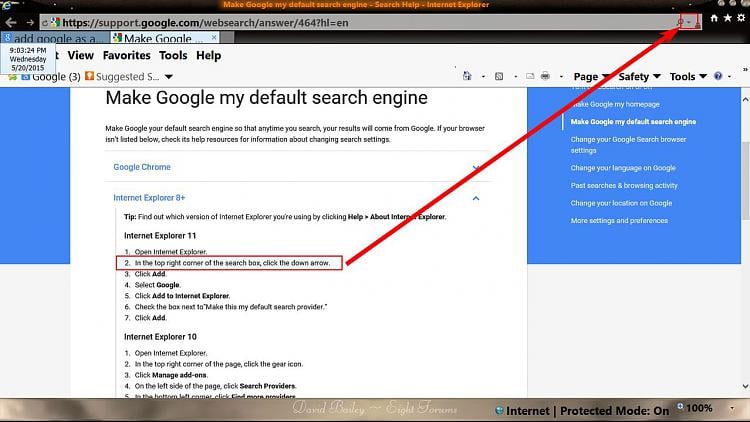 Make Google Default Search in IE?? - Windows 10 Forums