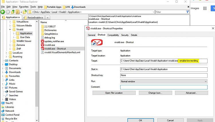 Vivaldi Crashing-vivaldi.exe-shortcut-properties.jpg
