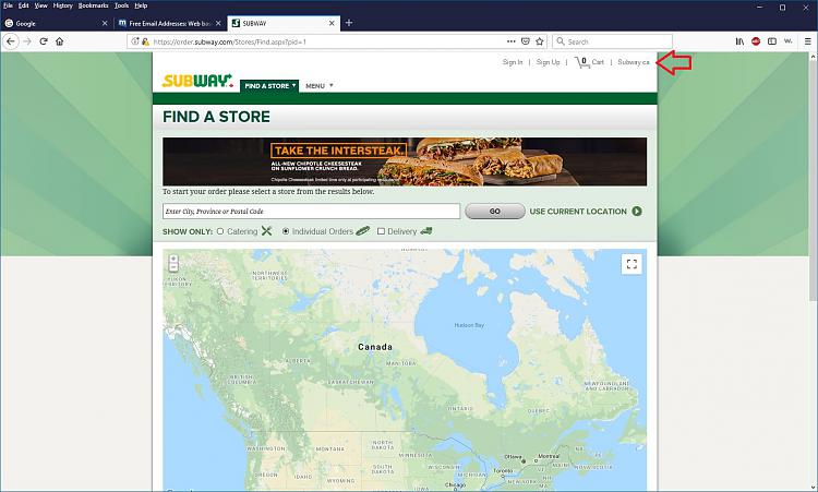 some Websites think I'm in Canada - Geo-locators show location correct-2-click-start-order-goes-subway-canada.jpg