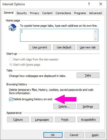 Erase Browser History Vista