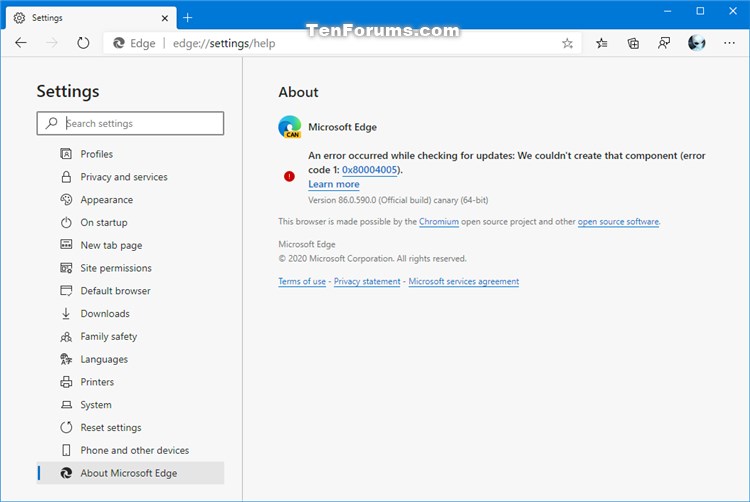 Latest Microsoft Edge released for Windows-error_0x80004005.jpg