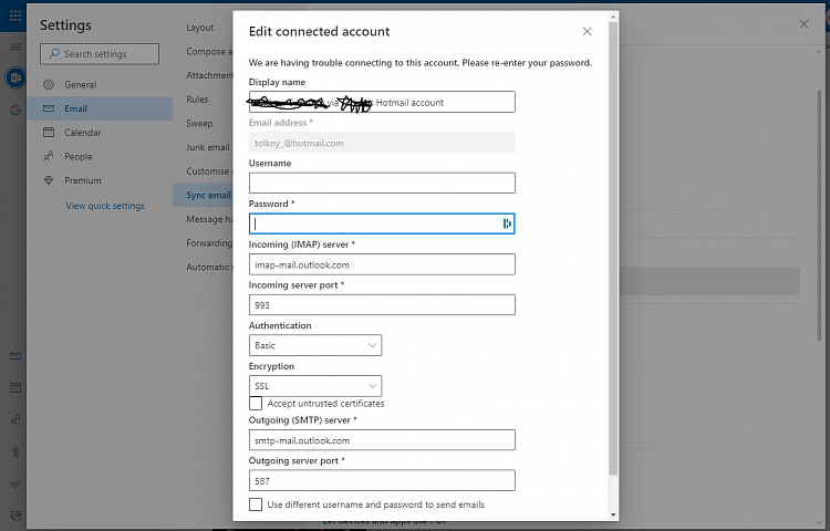 Microsoft Outlook Email Connected Accounts Error message on login-edit-connected-outlook-email-enter-box.png