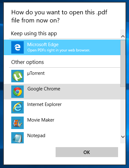 microsoft edge chromium is always on top of other windows