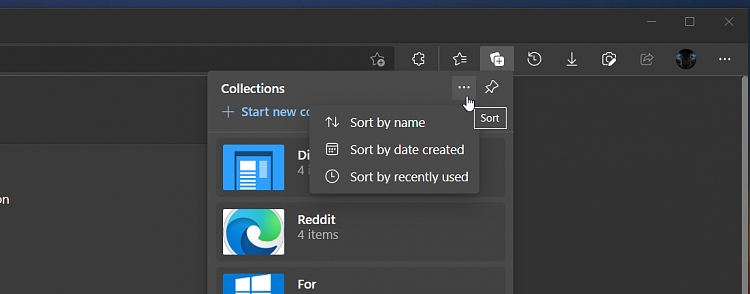 Latest Microsoft Edge released for Windows-collections-sort.png