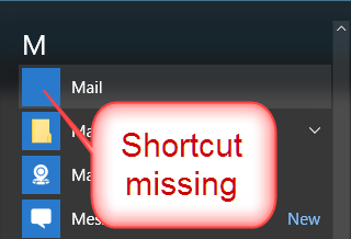 Windows 10 Mail shortcut in All Apps missing-mail-shortcut-missing.png