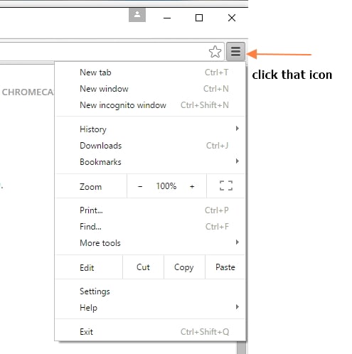 display menu on chrome