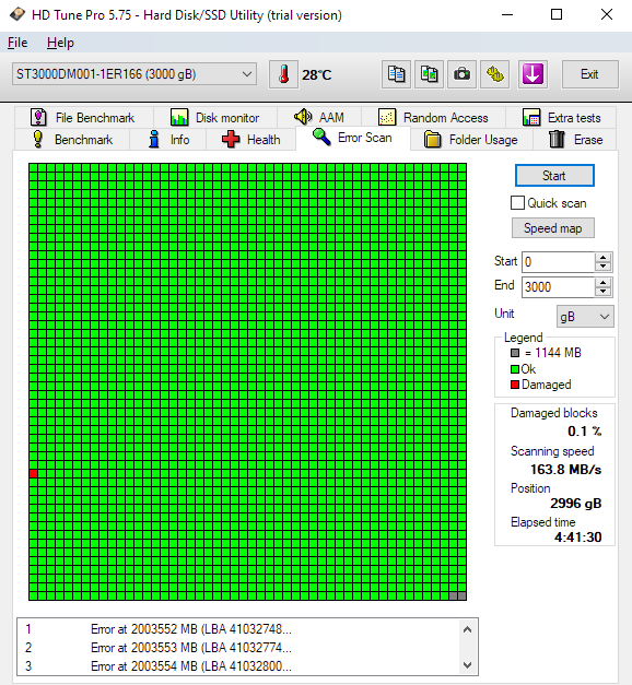 Unpredictable BSODs with different stop codes-hdtune-st3000dm001-error-scan.png