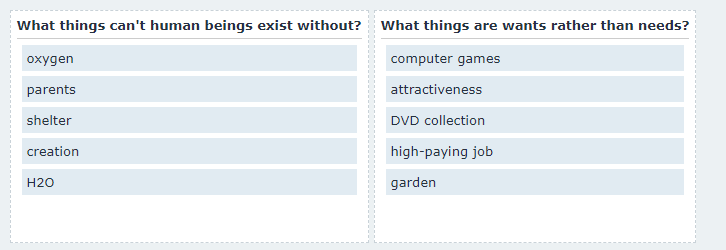 Please help me sort the items onto the correct list of questions.-image.png