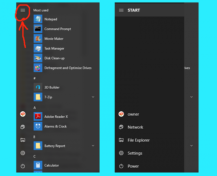 How do I make Folders show in expanded view by default in Windows 10?-starts.png