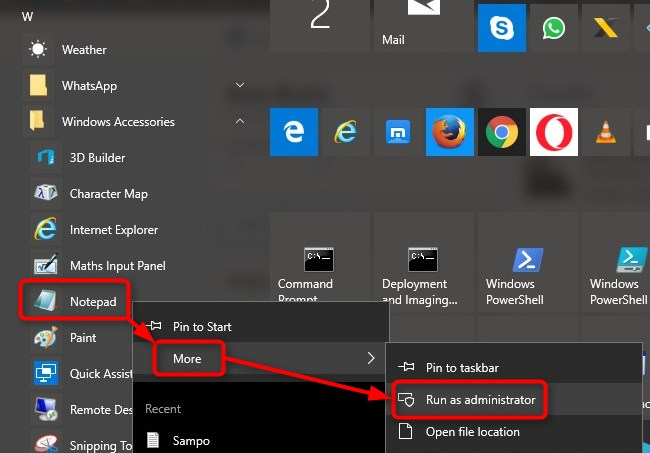 open file in notepad as administrator
