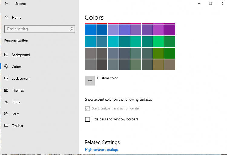 I cannot select start, taskbar, &amp; action center in color settings.-2019-03-28-3-.png