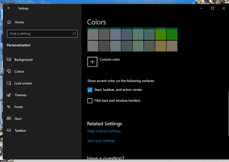 I cannot select start, taskbar, &amp; action center in color settings.-2019-03-28-4-.png