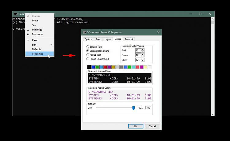 Is there any way to change this Background color ?-cmdpromptproperties.jpg