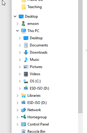 Explorer pane shows desktop as root, instead of &quot;this PC&quot;-navigatorshowsdesktop.png