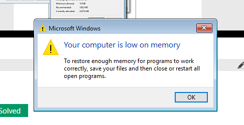 Windows 10 borders to low memory pop ups - Windows 10 Forums