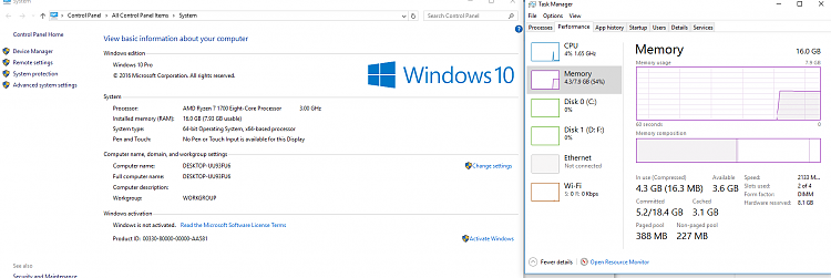 Massage genstand Populær Windows 10 Pro - 64 Bit, 7.93gb RAM Usable, 16gb Found? - Windows 10 Forums