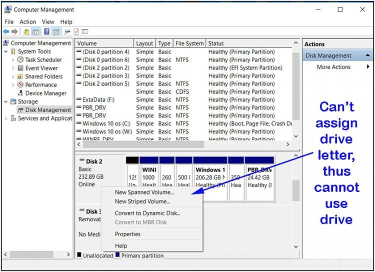 drive letter assignment error