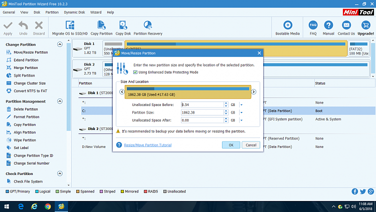 Moving Unallocated Disk Space to End of Disk-mini-tool-step-1.png